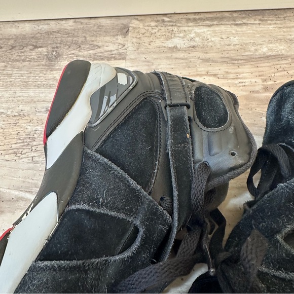 Nike Air Jordan 8 VIII Retro Bred Black Red GS‎ Size 7y Sneakers 305368-022 - Picture 10 of 16